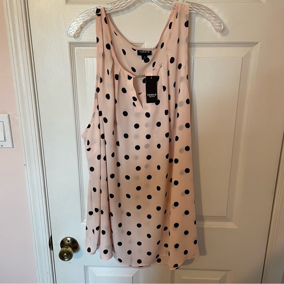 torrid Tops - Torrid Pink and Black Polka Dot Blouse